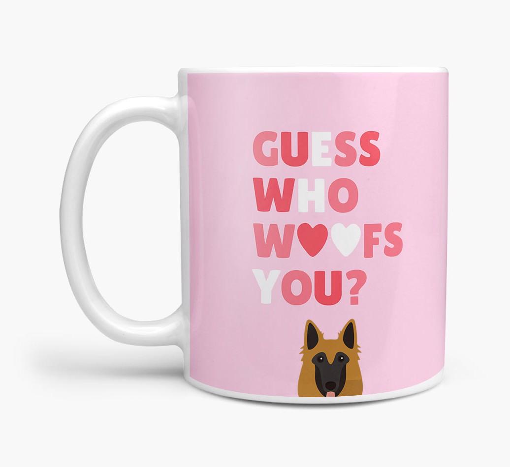 'Guess Who Woofs You' Mug With {breedFullName} Icon