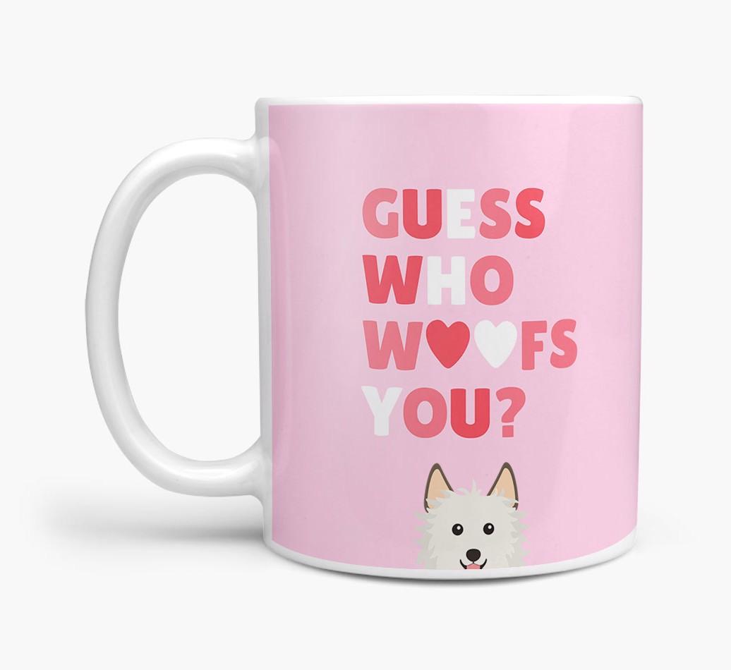 'Guess Who Woofs You' Mug With {breedFullName} Icon