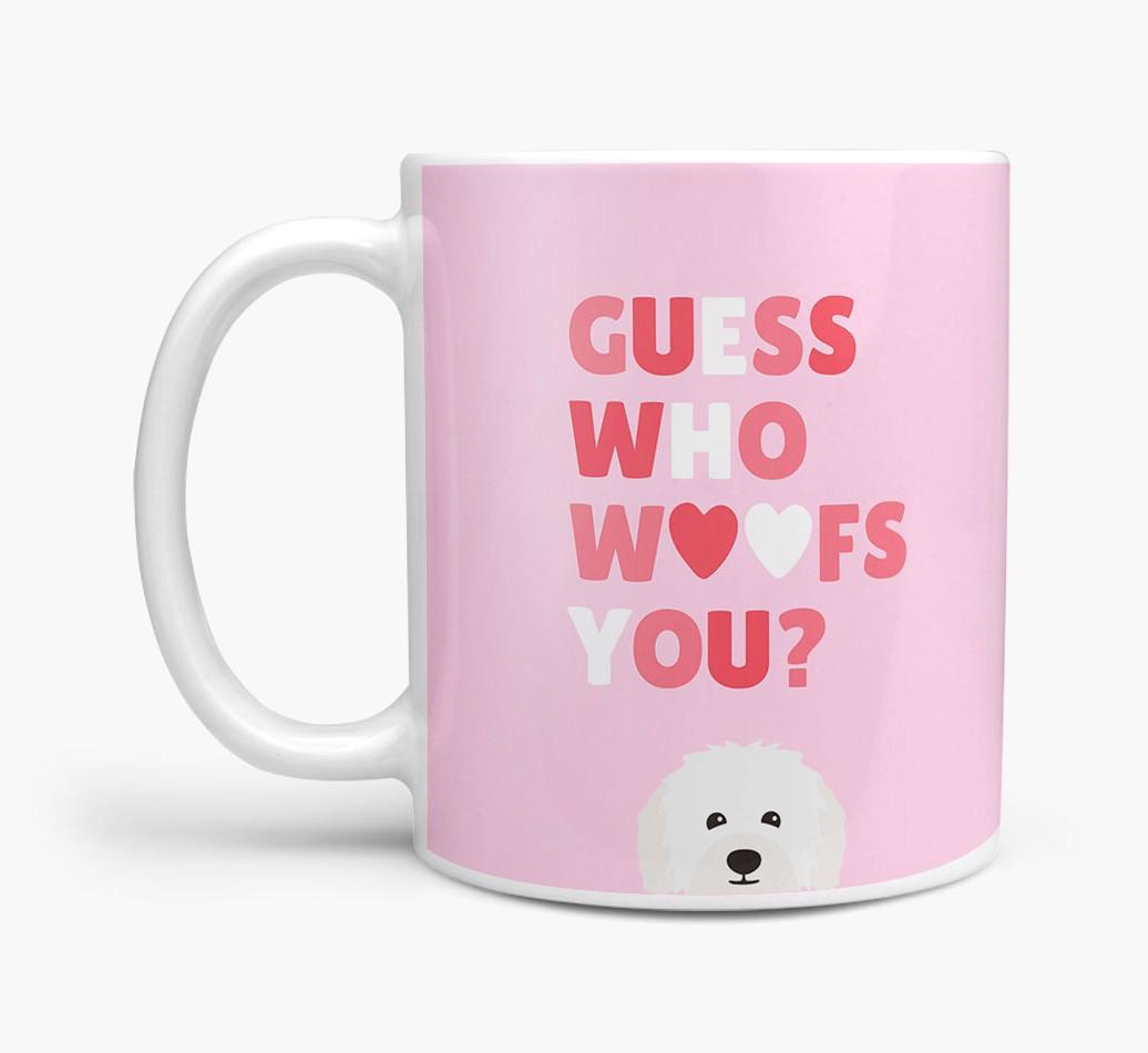 'Guess Who Woofs You' Mug With {breedFullName} Icon