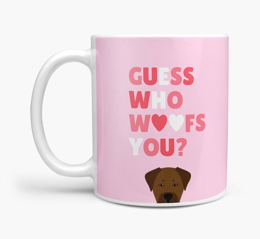 'Guess Who Woofs You' Mug With {breedFullName} Icon