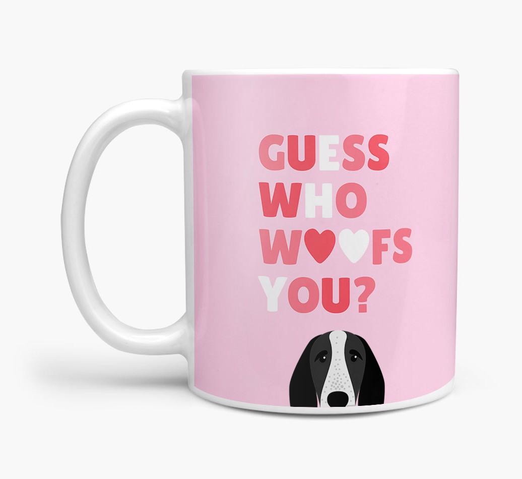 'Guess Who Woofs You' Mug With {breedFullName} Icon
