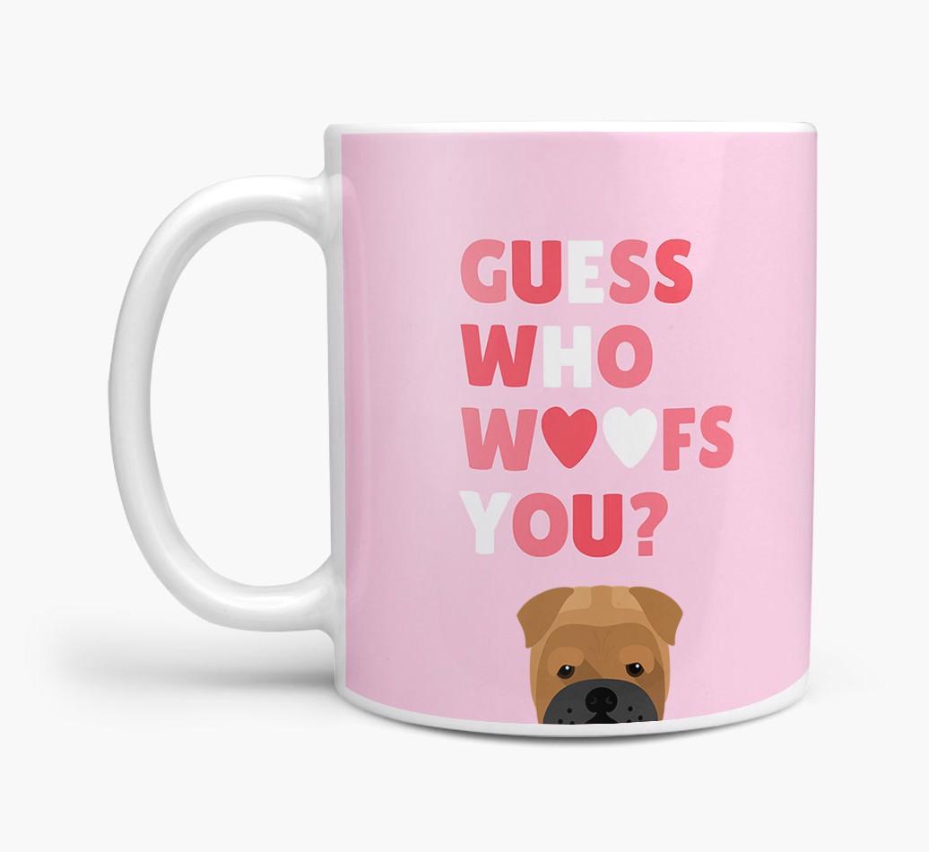 'Guess Who Woofs You' Mug With {breedFullName} Icon