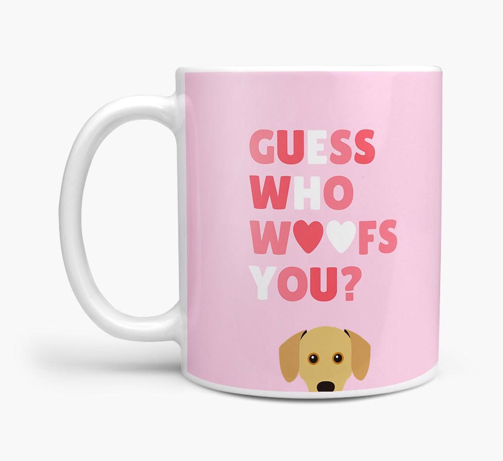 'Guess Who Woofs You' Mug With {breedFullName} Icon