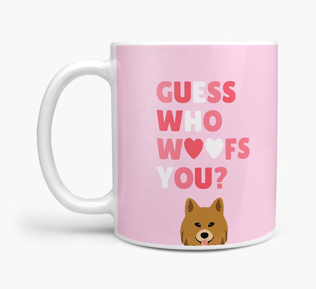 'Guess Who Woofs You' Mug With {breedFullName} Icon