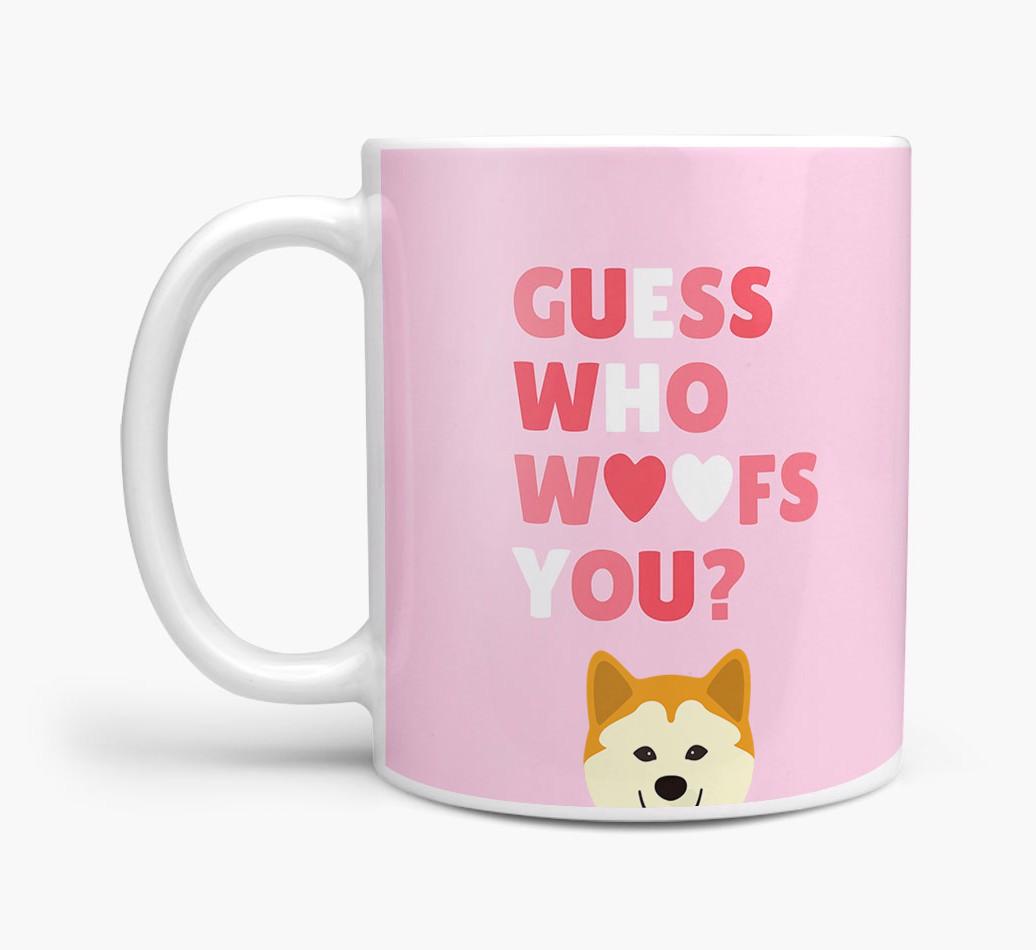 'Guess Who Woofs You' Mug With {breedFullName} Icon