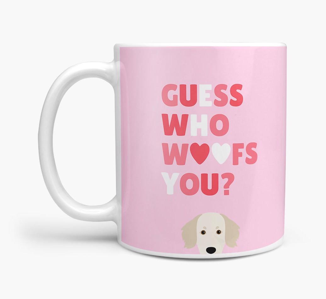 'Guess Who Woofs You' Mug With {breedFullName} Icon