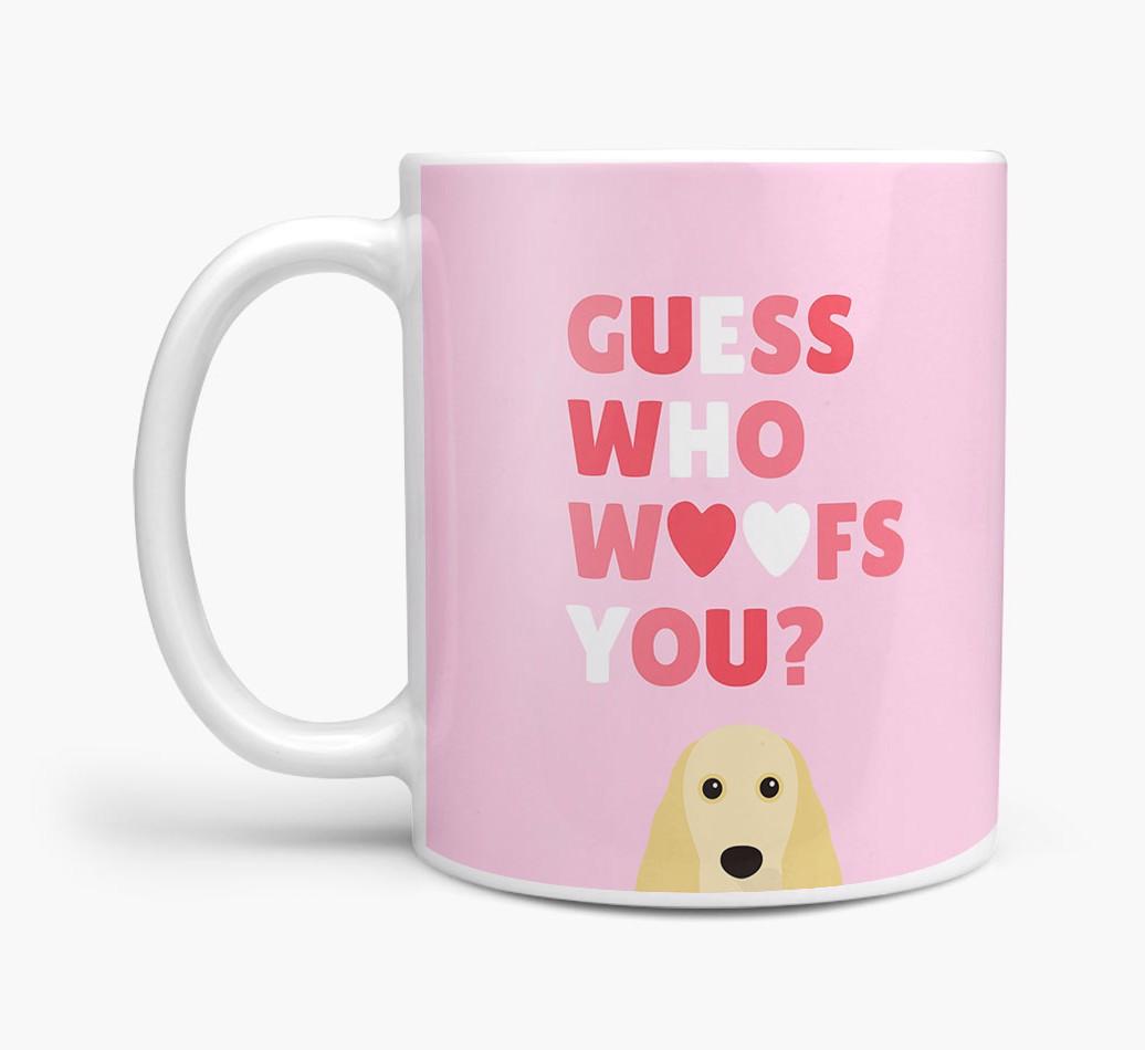'Guess Who Woofs You' Mug With {breedFullName} Icon