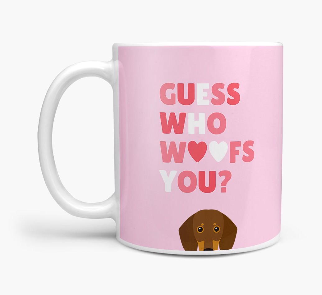 'Guess Who Woofs You' Mug With {breedFullName} Icon