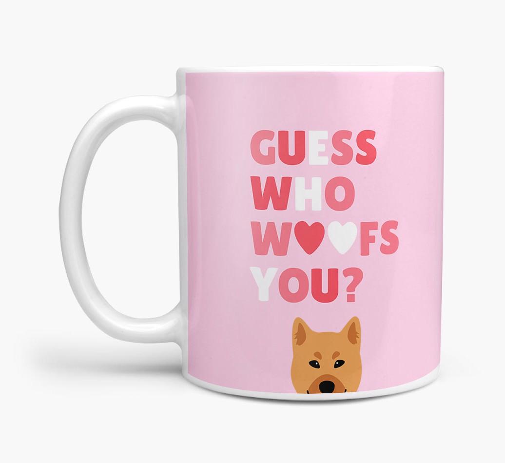 'Guess Who Woofs You' Mug With {breedFullName} Icon