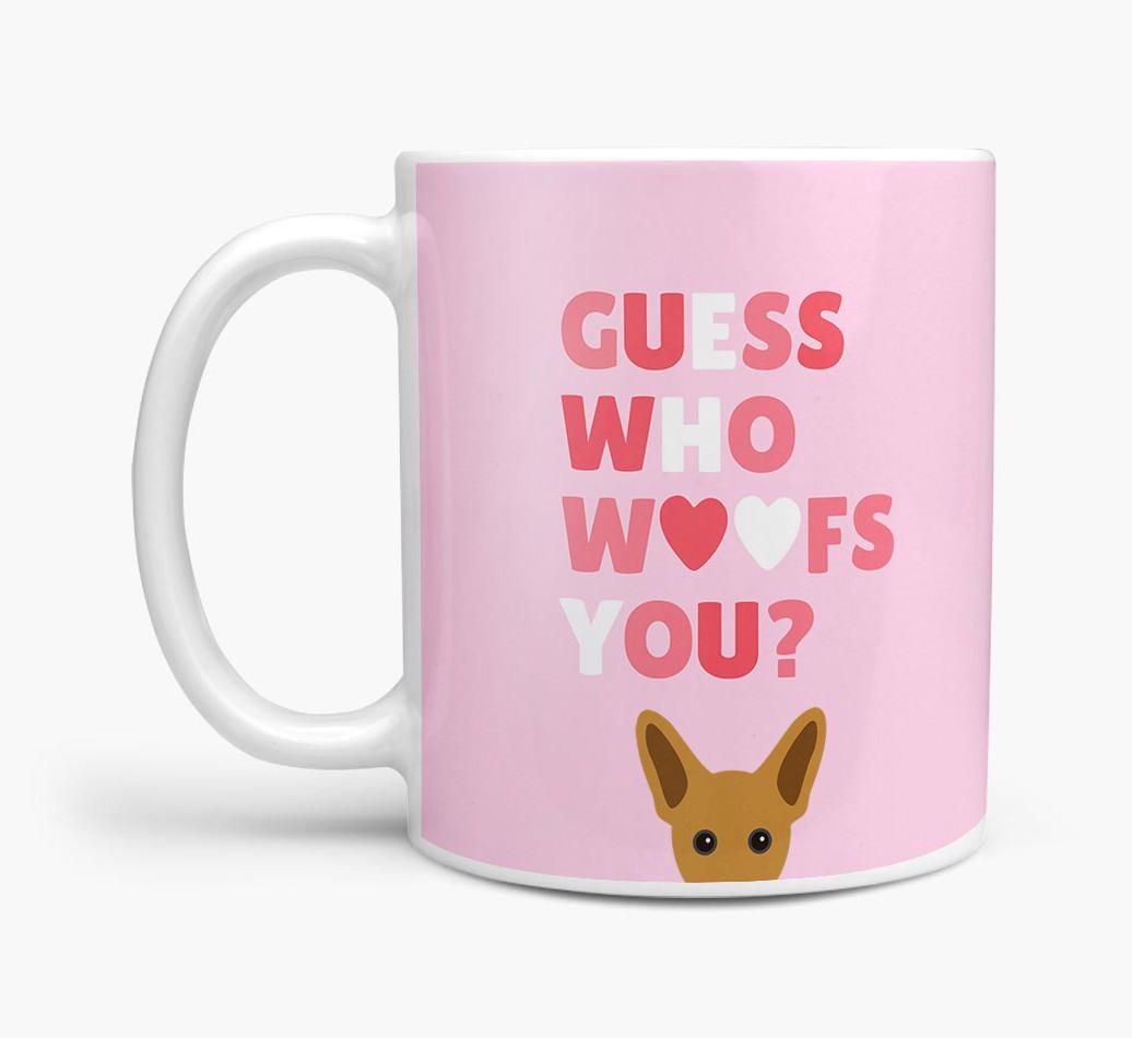 'Guess Who Woofs You' Mug With {breedFullName} Icon
