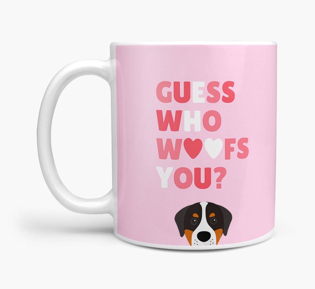 'Guess Who Woofs You' Mug With {breedFullName} Icon