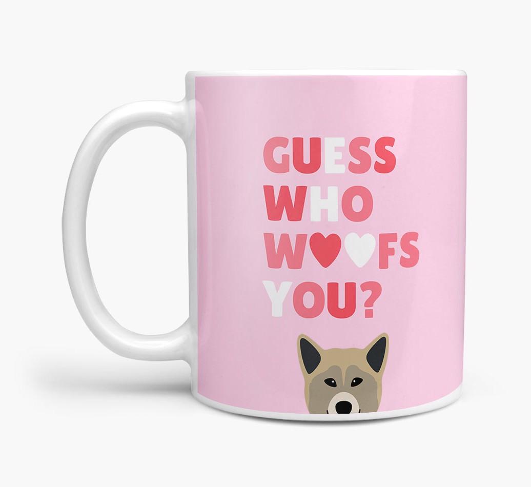 'Guess Who Woofs You' Mug With {breedFullName} Icon
