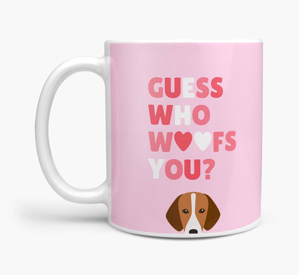 'Guess Who Woofs You' Mug With {breedFullName} Icon