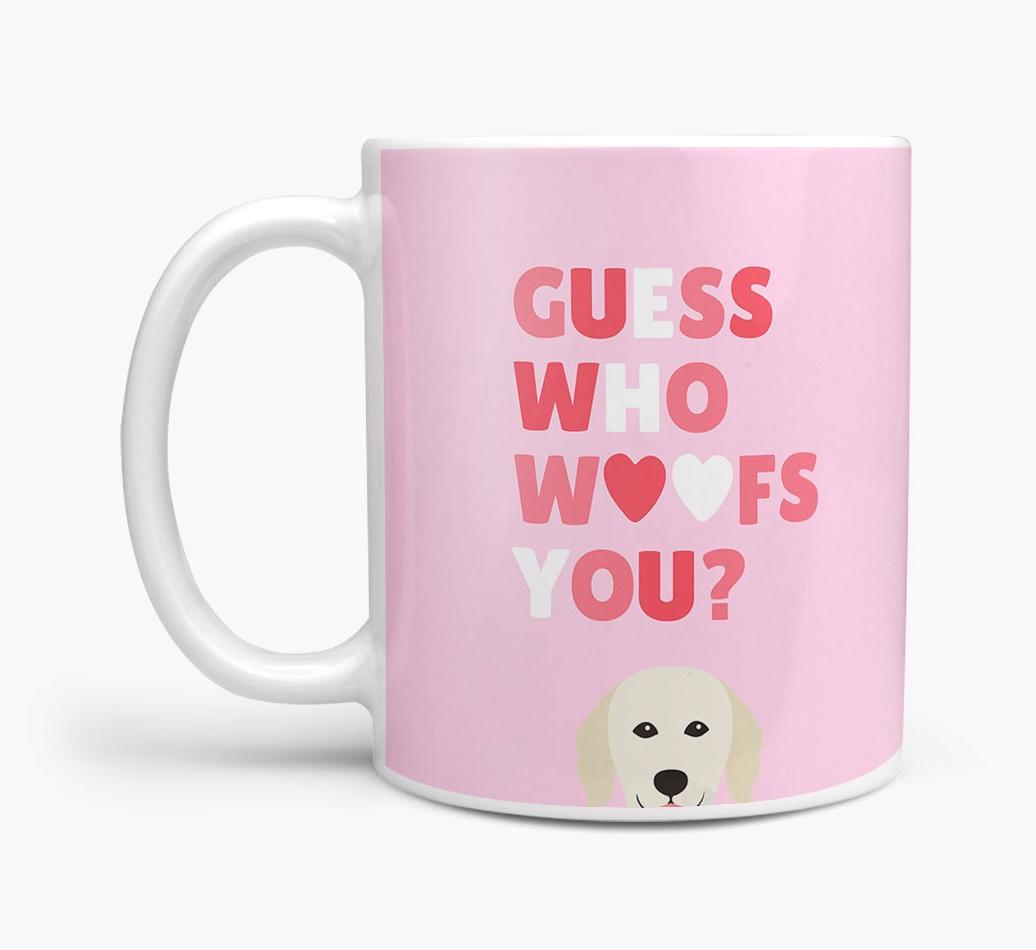 'Guess Who Woofs You' Mug With {breedFullName} Icon