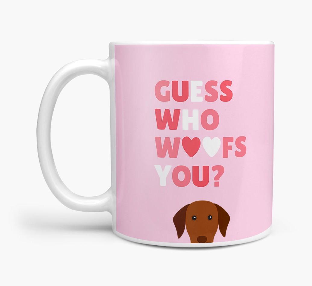 'Guess Who Woofs You' Mug With {breedFullName} Icon