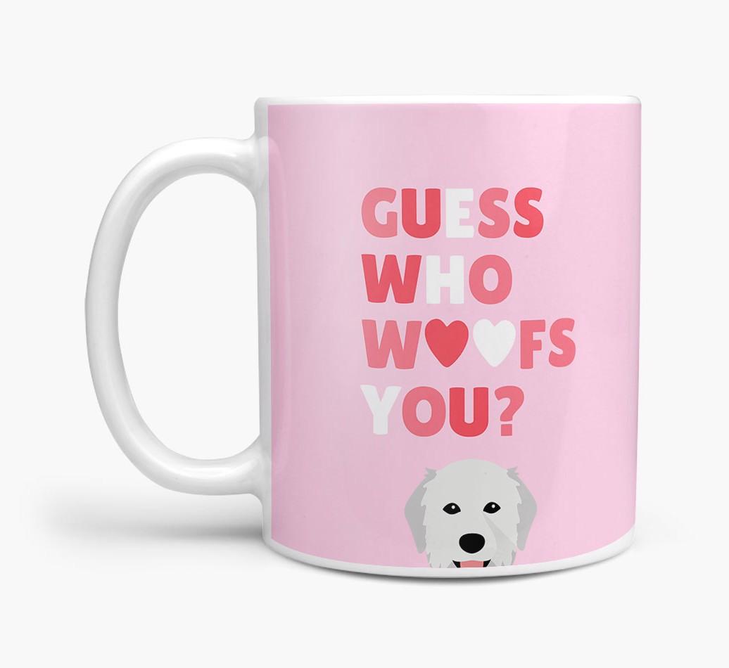 'Guess Who Woofs You' Mug With {breedFullName} Icon