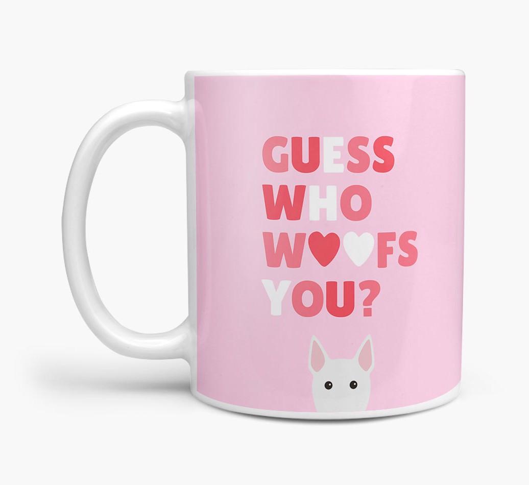 'Guess Who Woofs You' Mug With {breedFullName} Icon