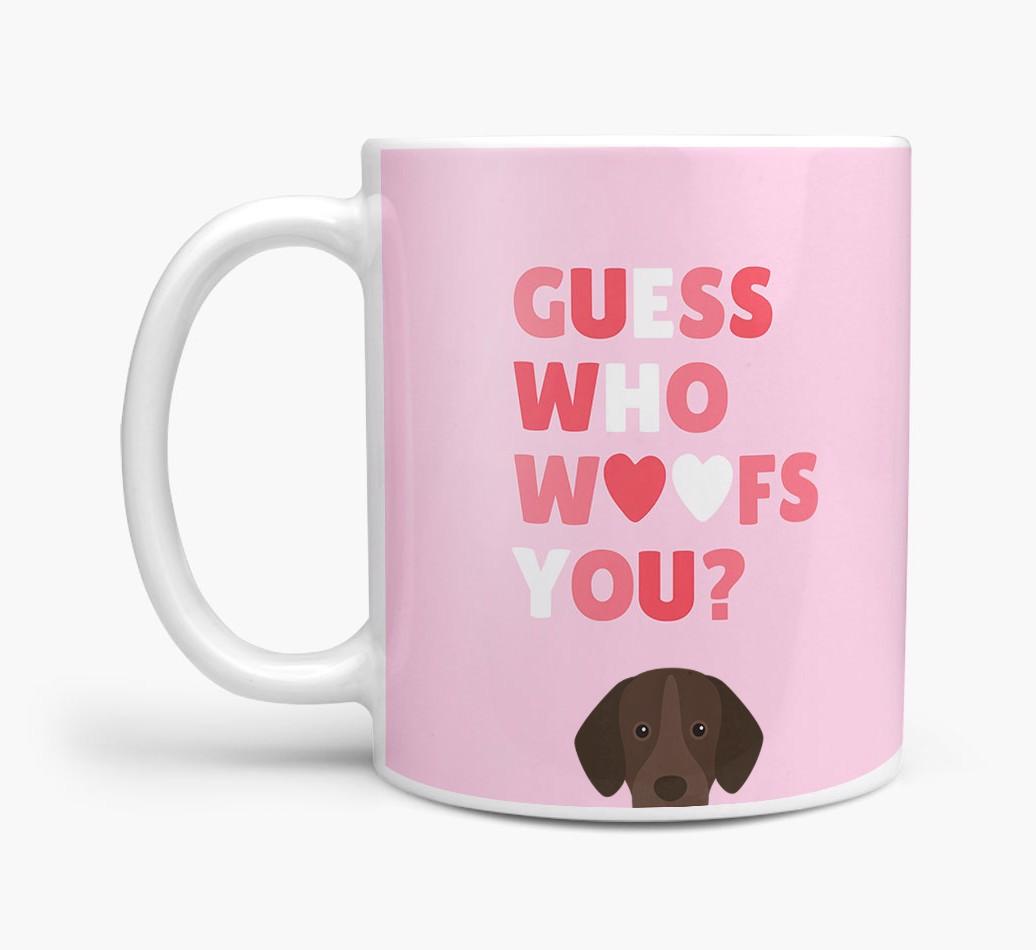 'Guess Who Woofs You' Mug With {breedFullName} Icon