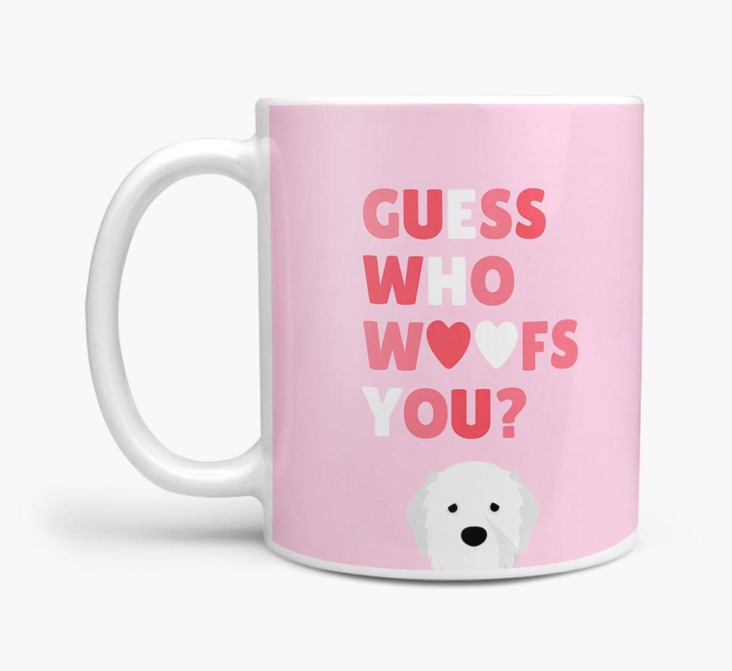 'Guess Who Woofs You' Mug With {breedFullName} Icon