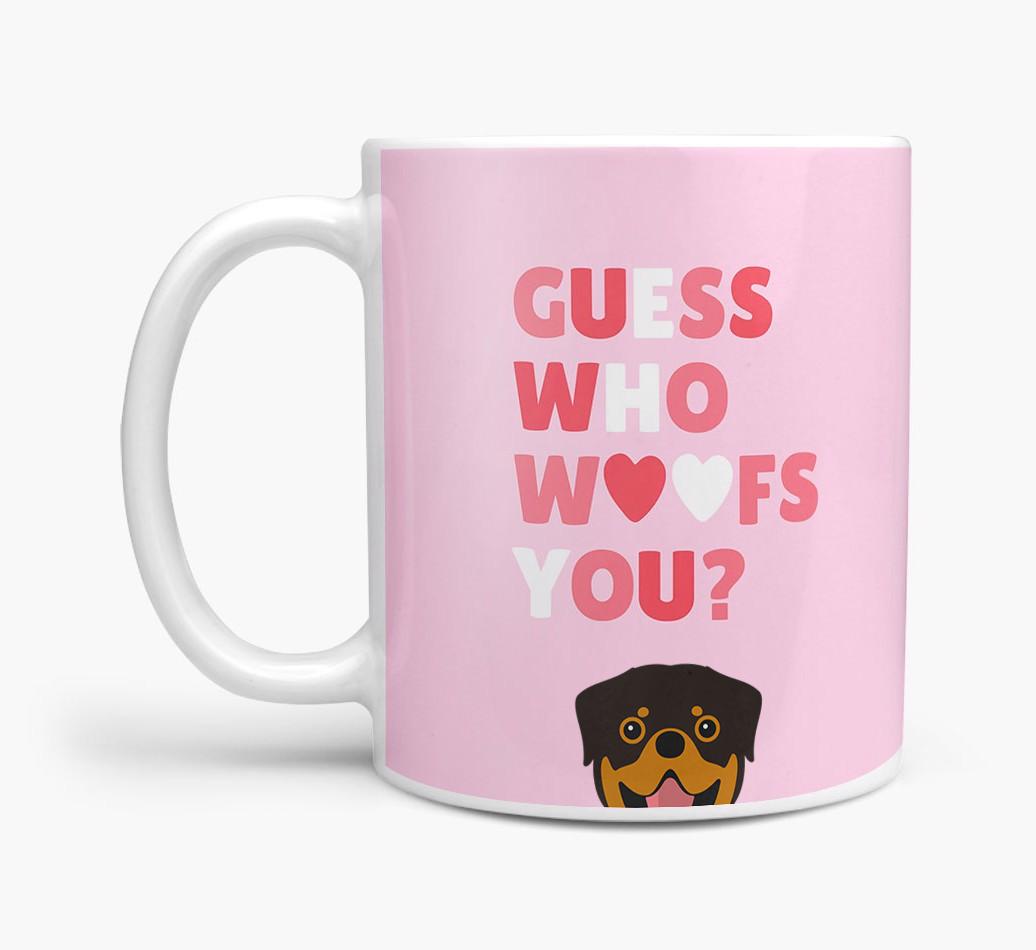 'Guess Who Woofs You' Mug With {breedFullName} Icon