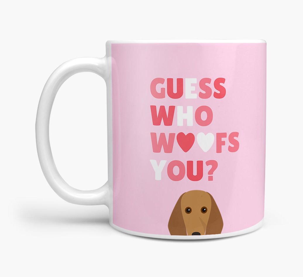 'Guess Who Woofs You' Mug With {breedFullName} Icon