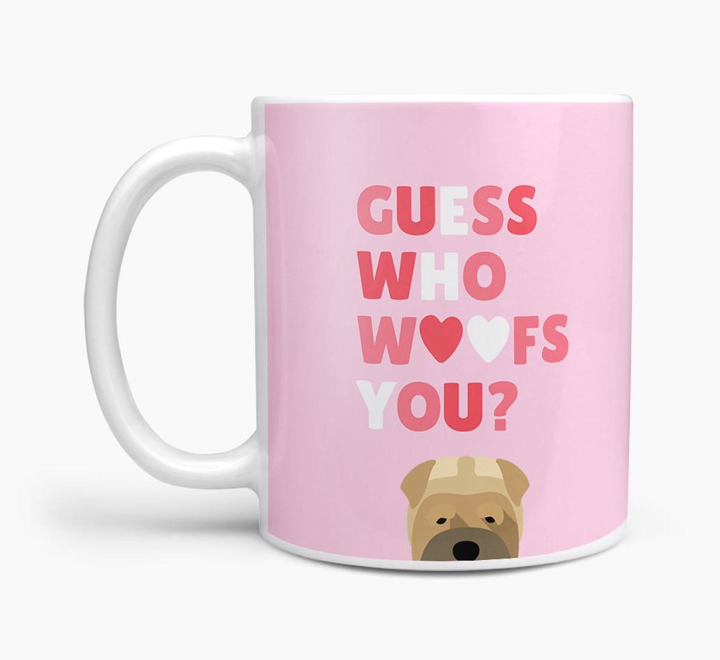 'Guess Who Woofs You' Mug With {breedFullName} Icon