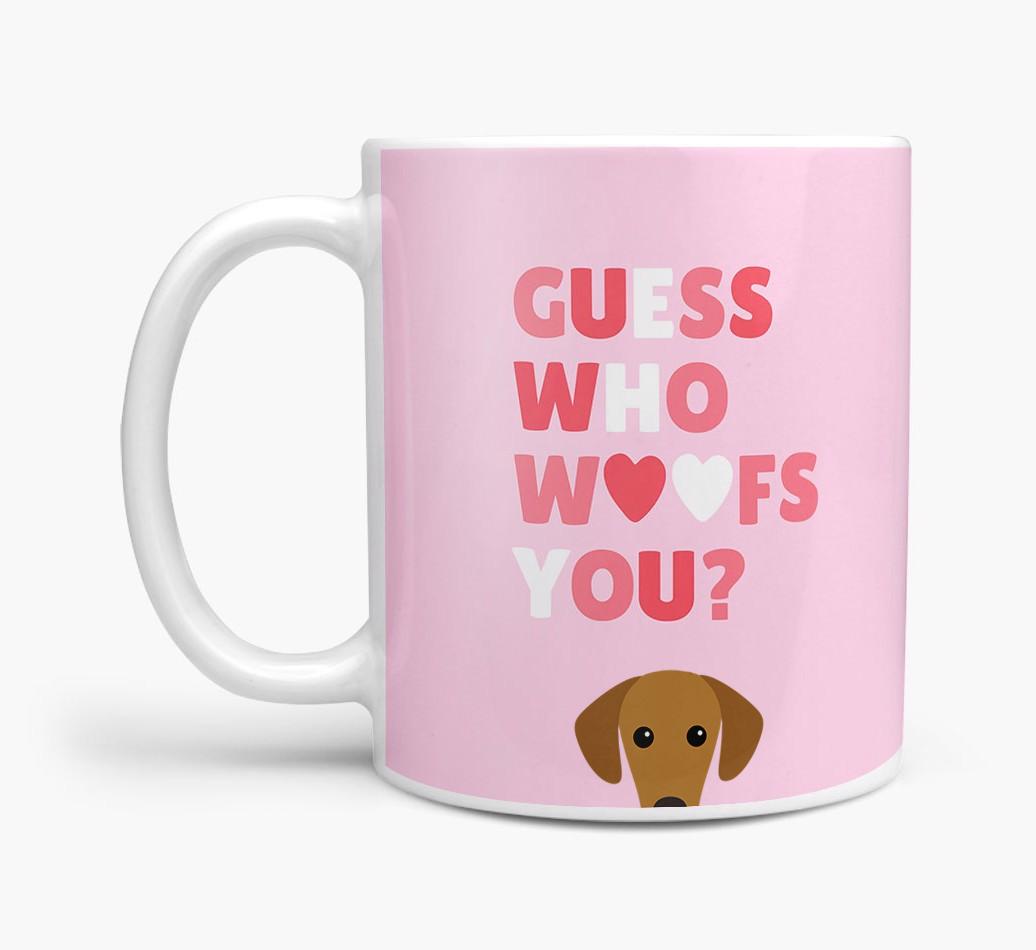 'Guess Who Woofs You' Mug With {breedFullName} Icon