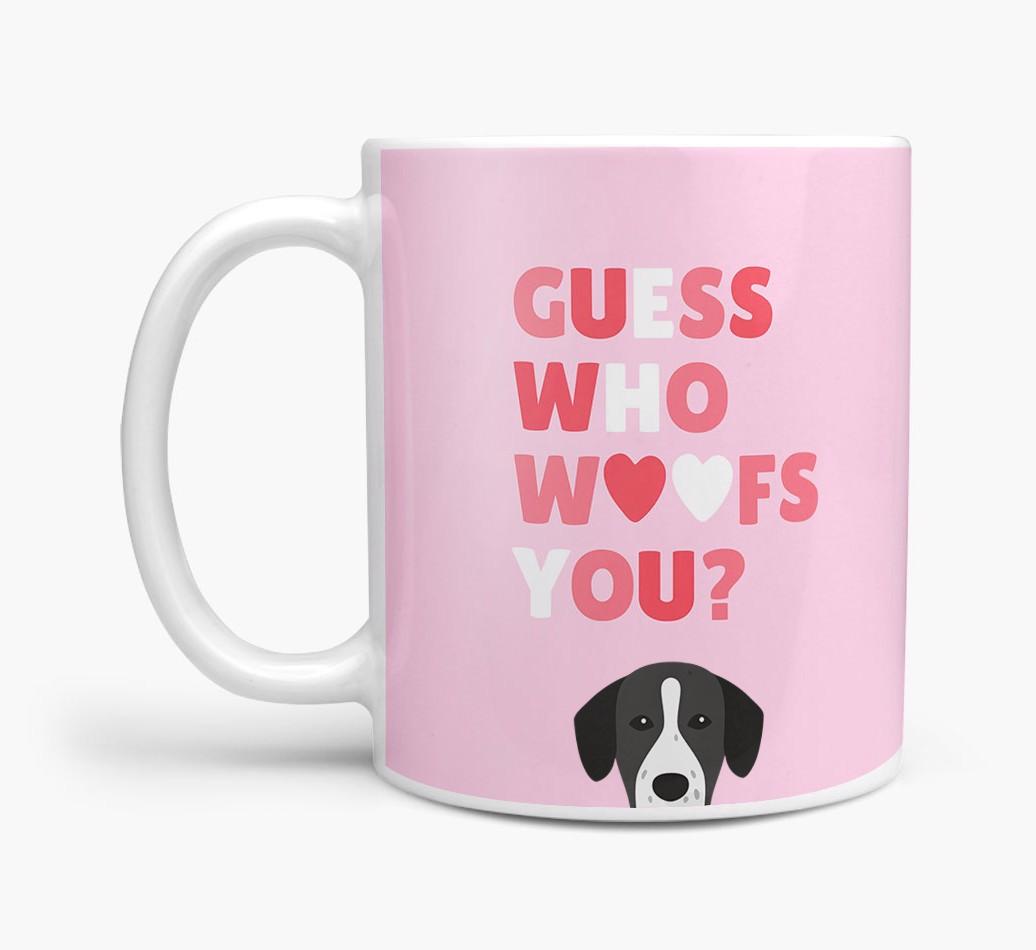 'Guess Who Woofs You' Mug With {breedFullName} Icon