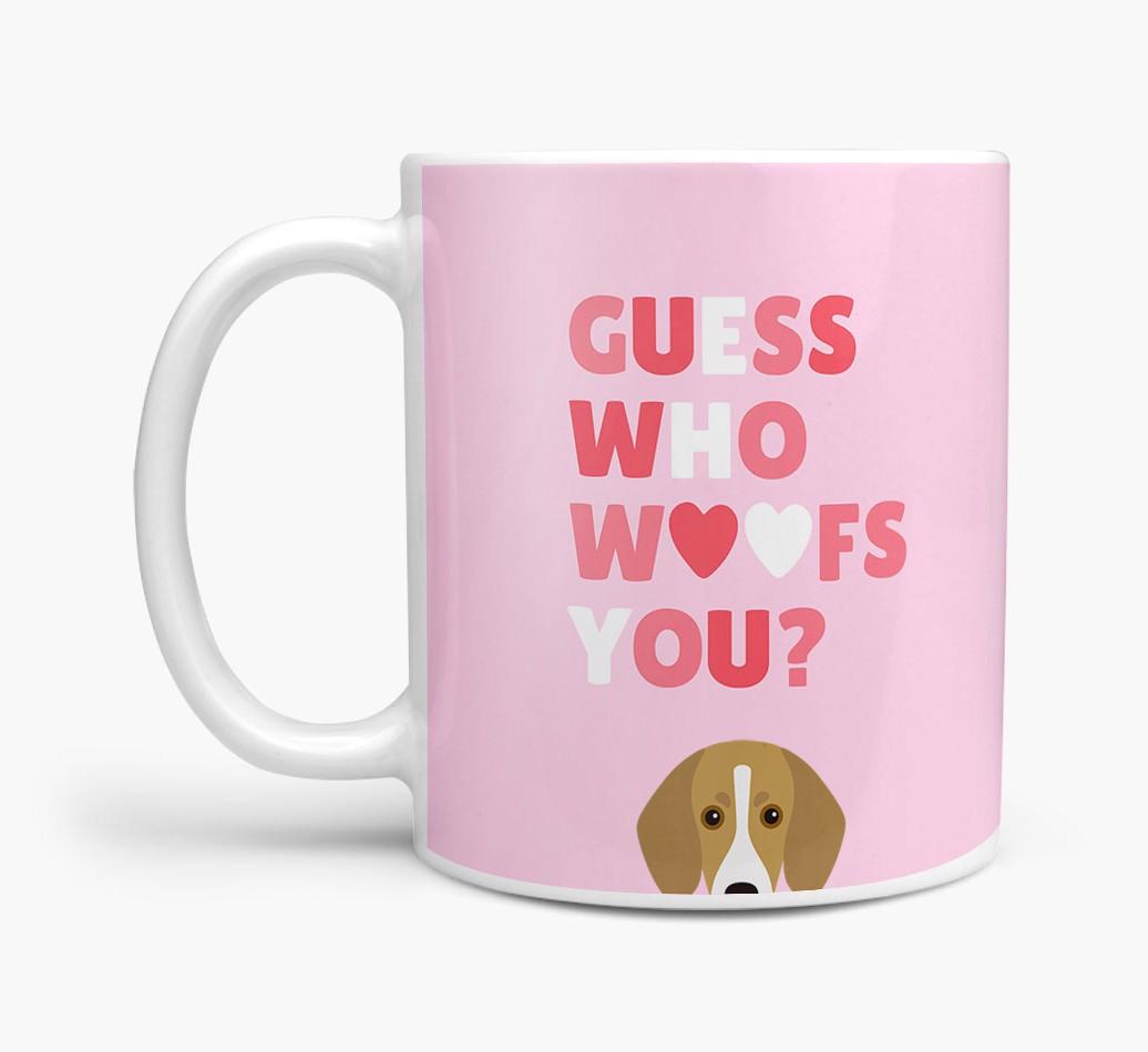 'Guess Who Woofs You' Mug With {breedFullName} Icon