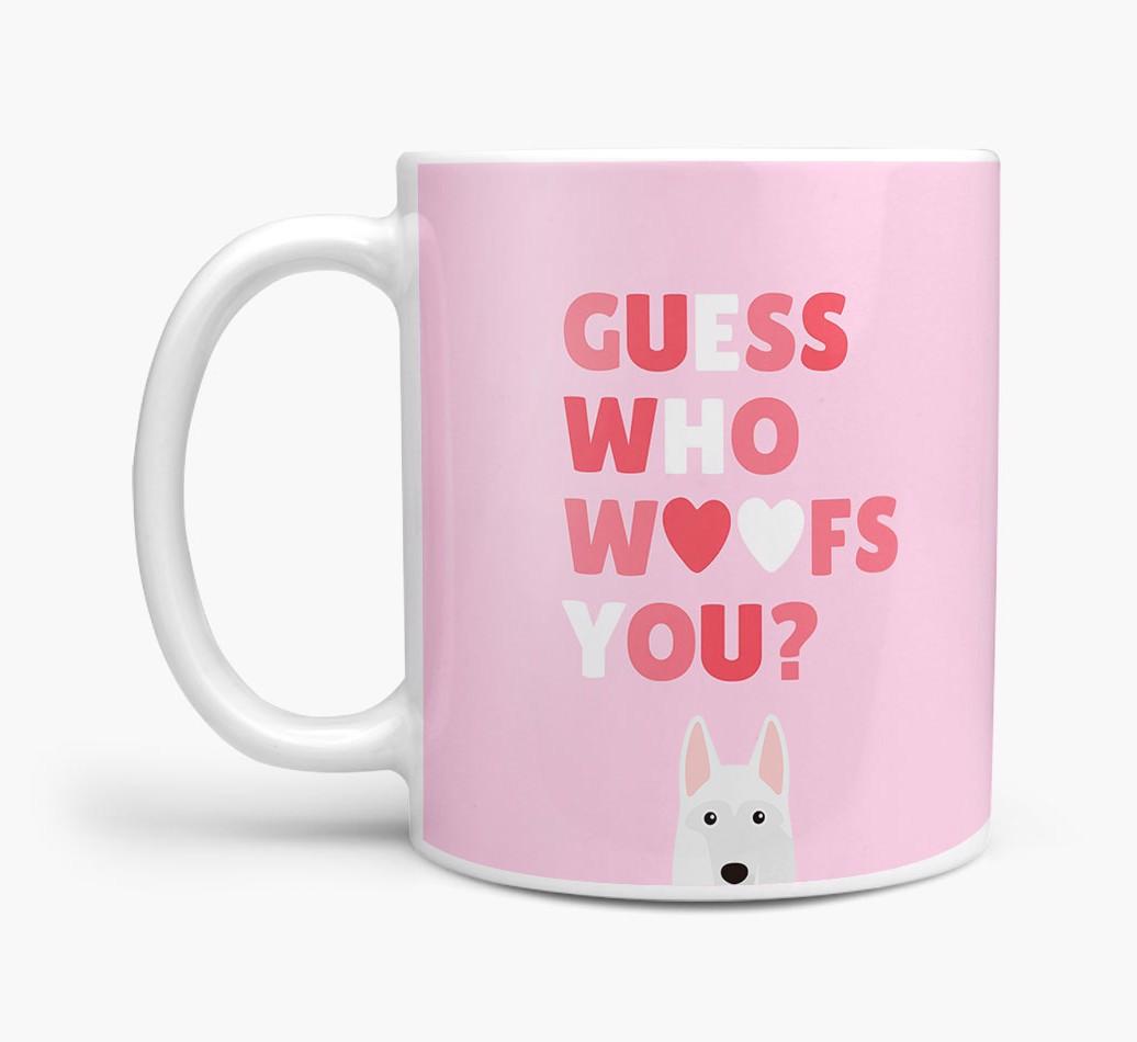 'Guess Who Woofs You' Mug With {breedFullName} Icon