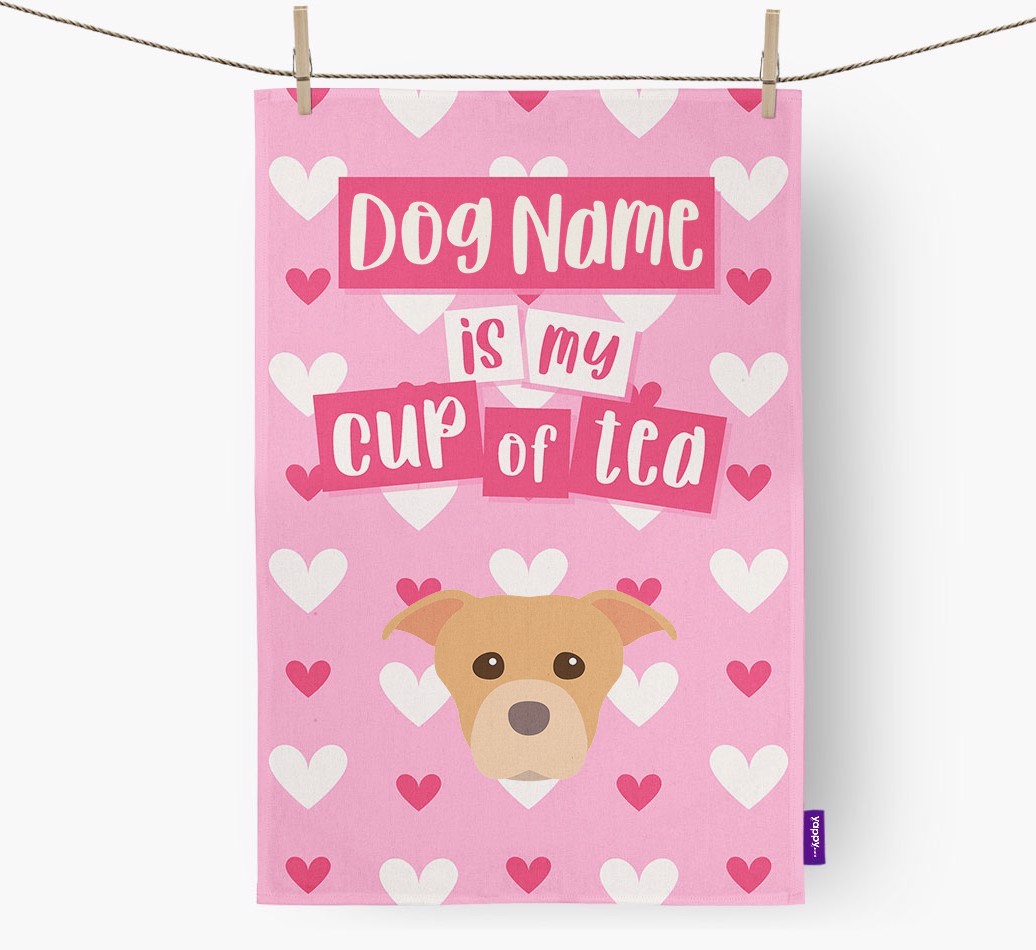 '{dogsName} is my cup of tea' Tea Towel with {breedFullName} Icon