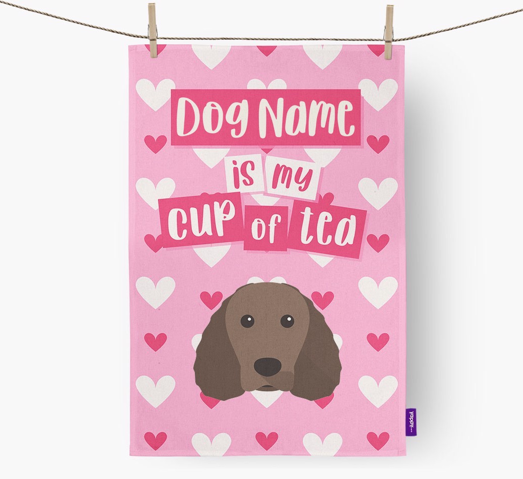 '{dogsName} is my cup of tea' Tea Towel with {breedFullName} Icon