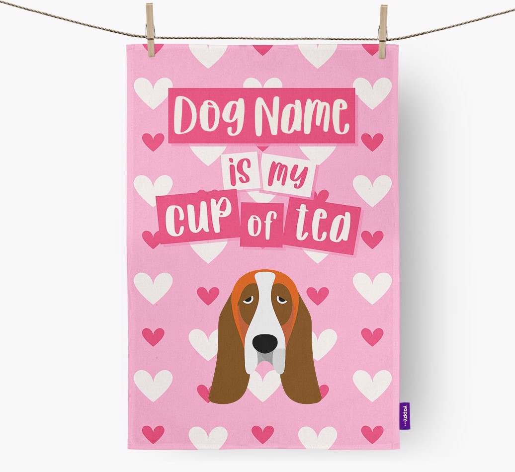 '{dogsName} is my cup of tea' Tea Towel with {breedFullName} Icon