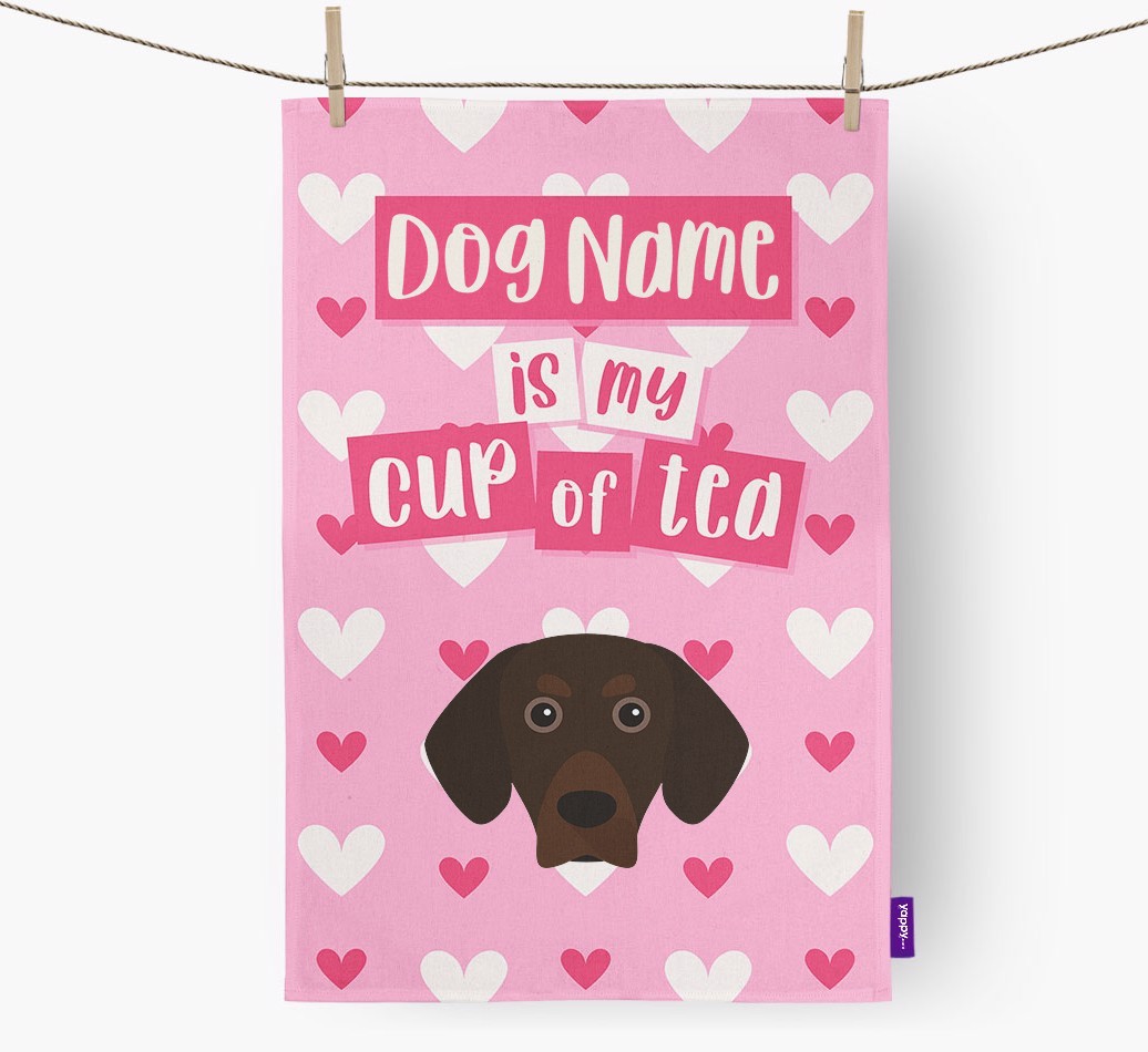 '{dogsName} is my cup of tea' Tea Towel with {breedFullName} Icon