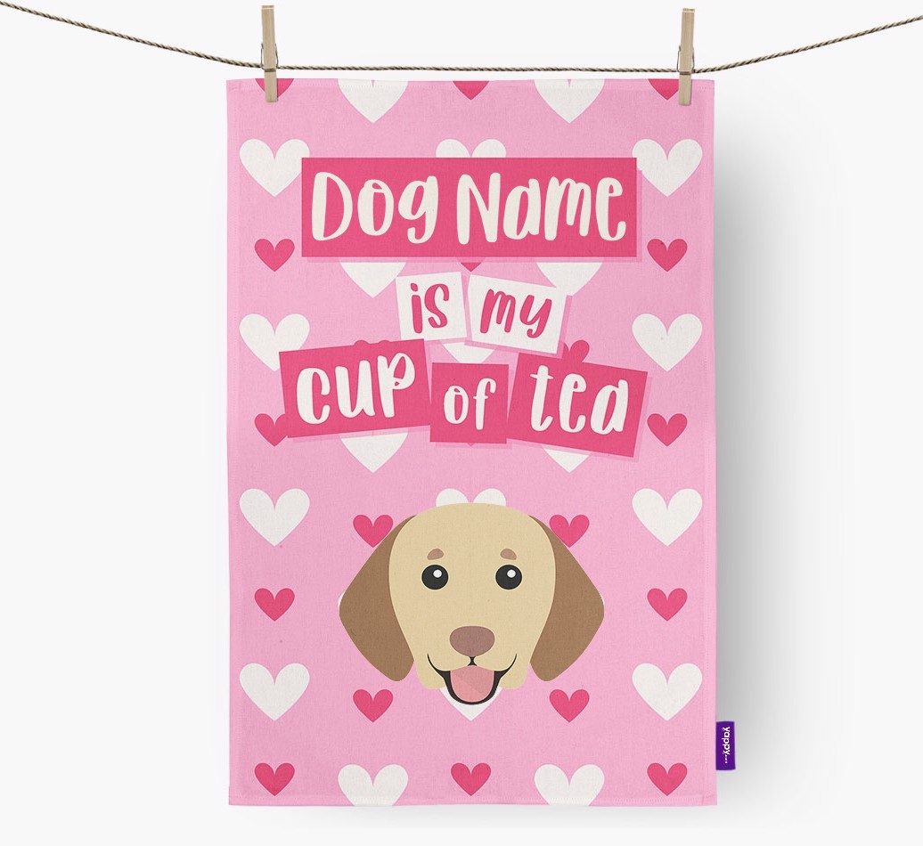 '{dogsName} is my cup of tea' Tea Towel with {breedFullName} Icon
