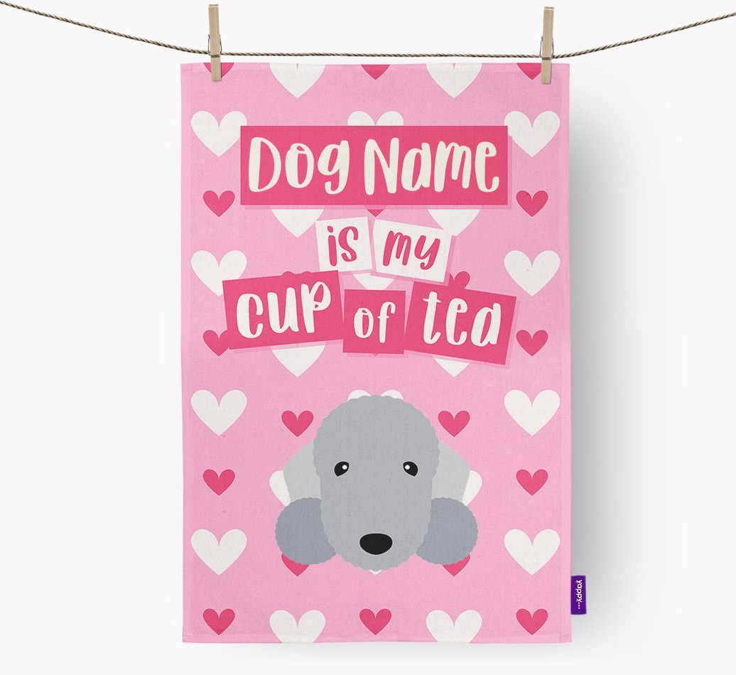 '{dogsName} is my cup of tea' Tea Towel with {breedFullName} Icon