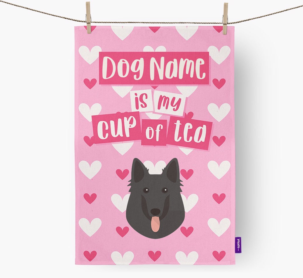 '{dogsName} is my cup of tea' Tea Towel with {breedFullName} Icon
