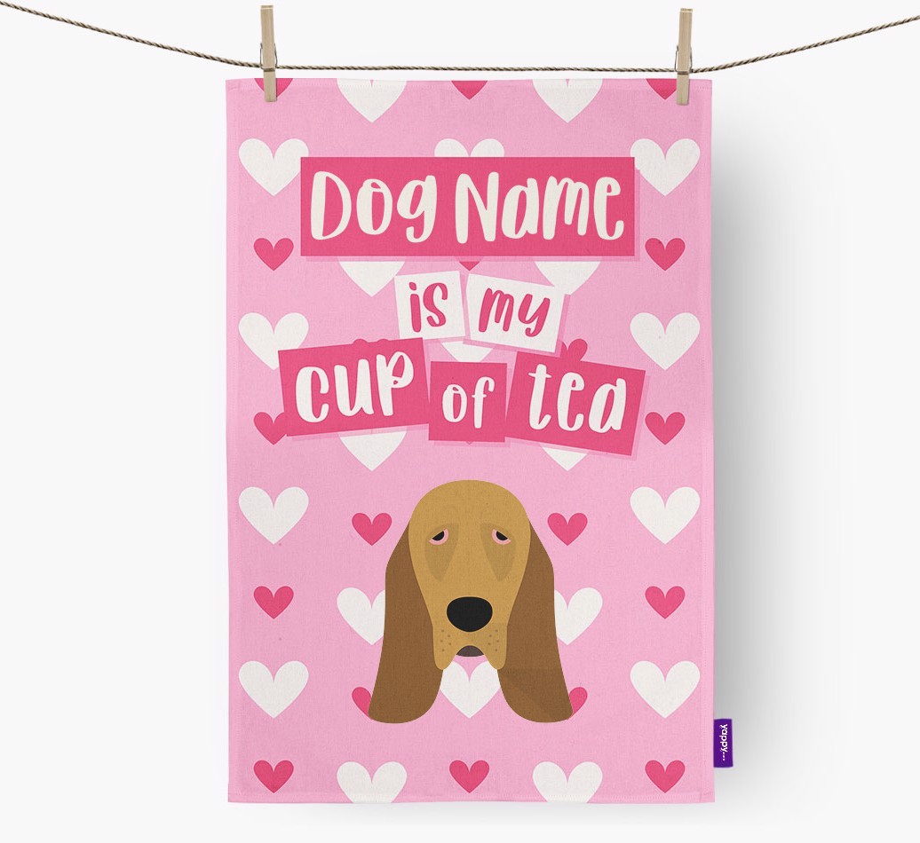 '{dogsName} is my cup of tea' Tea Towel with {breedFullName} Icon