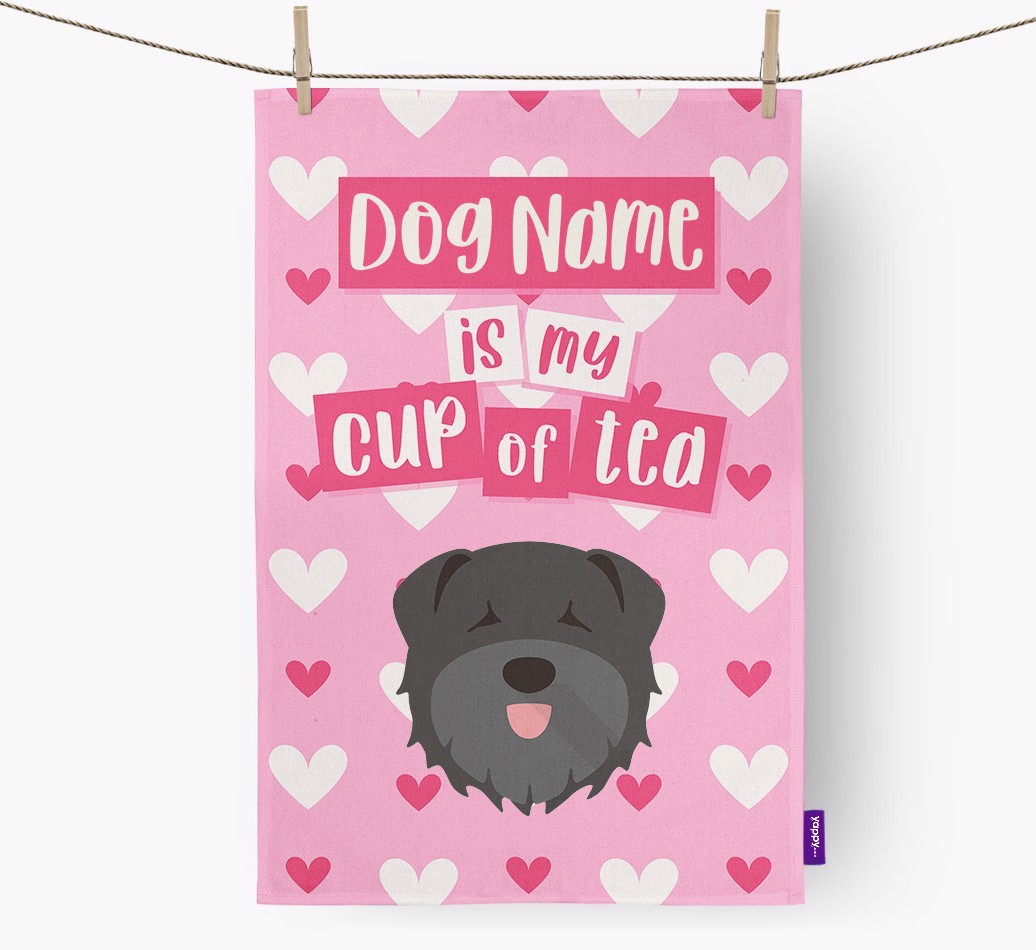 '{dogsName} is my cup of tea' Dish Towel with {breedFullName} Icon