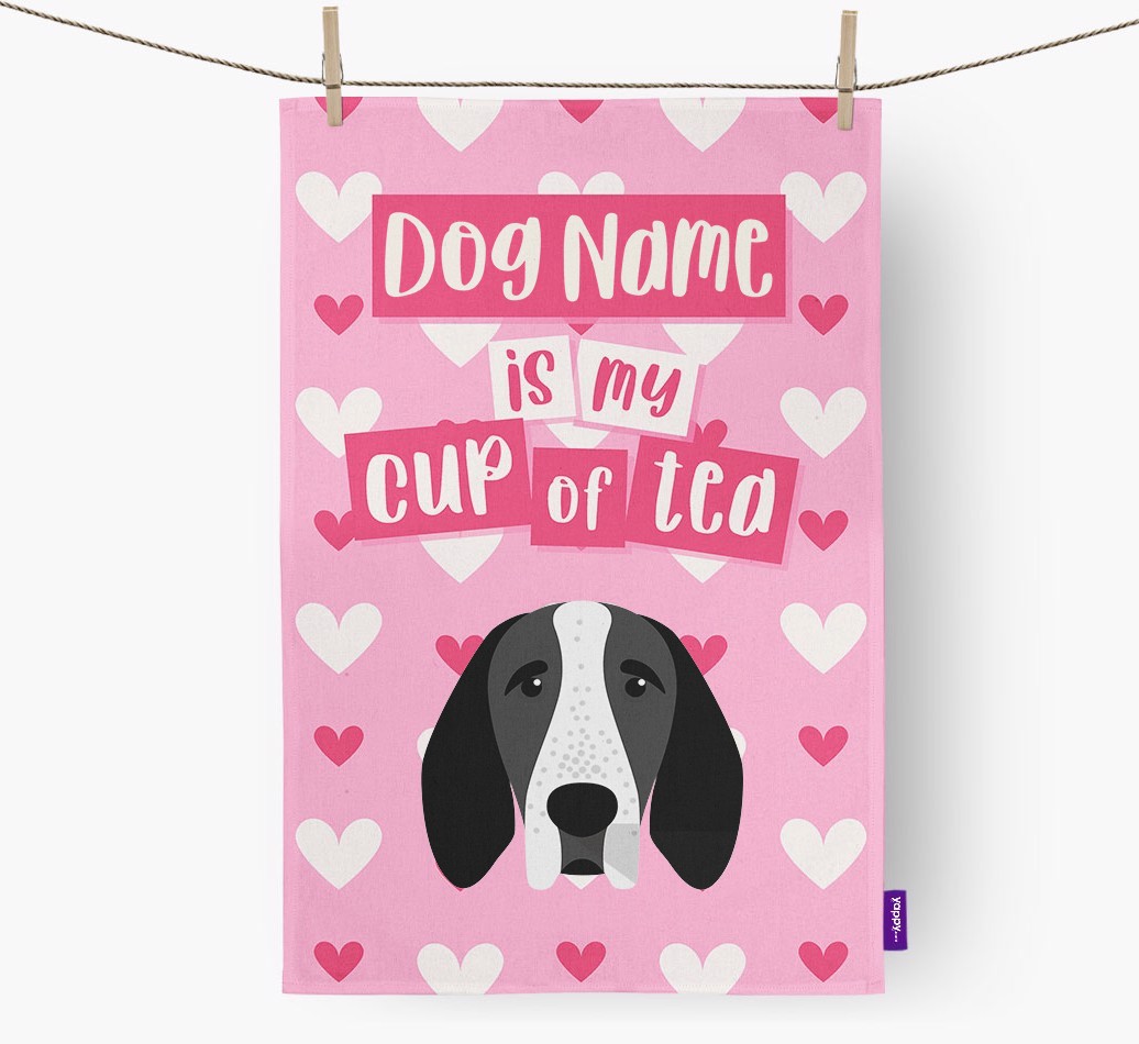 '{dogsName} is my cup of tea' Tea Towel with {breedFullName} Icon