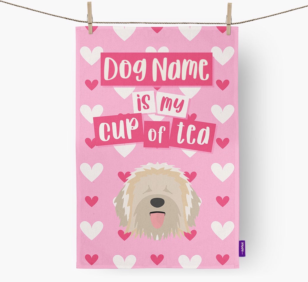 '{dogsName} is my cup of tea' Tea Towel with {breedFullName} Icon
