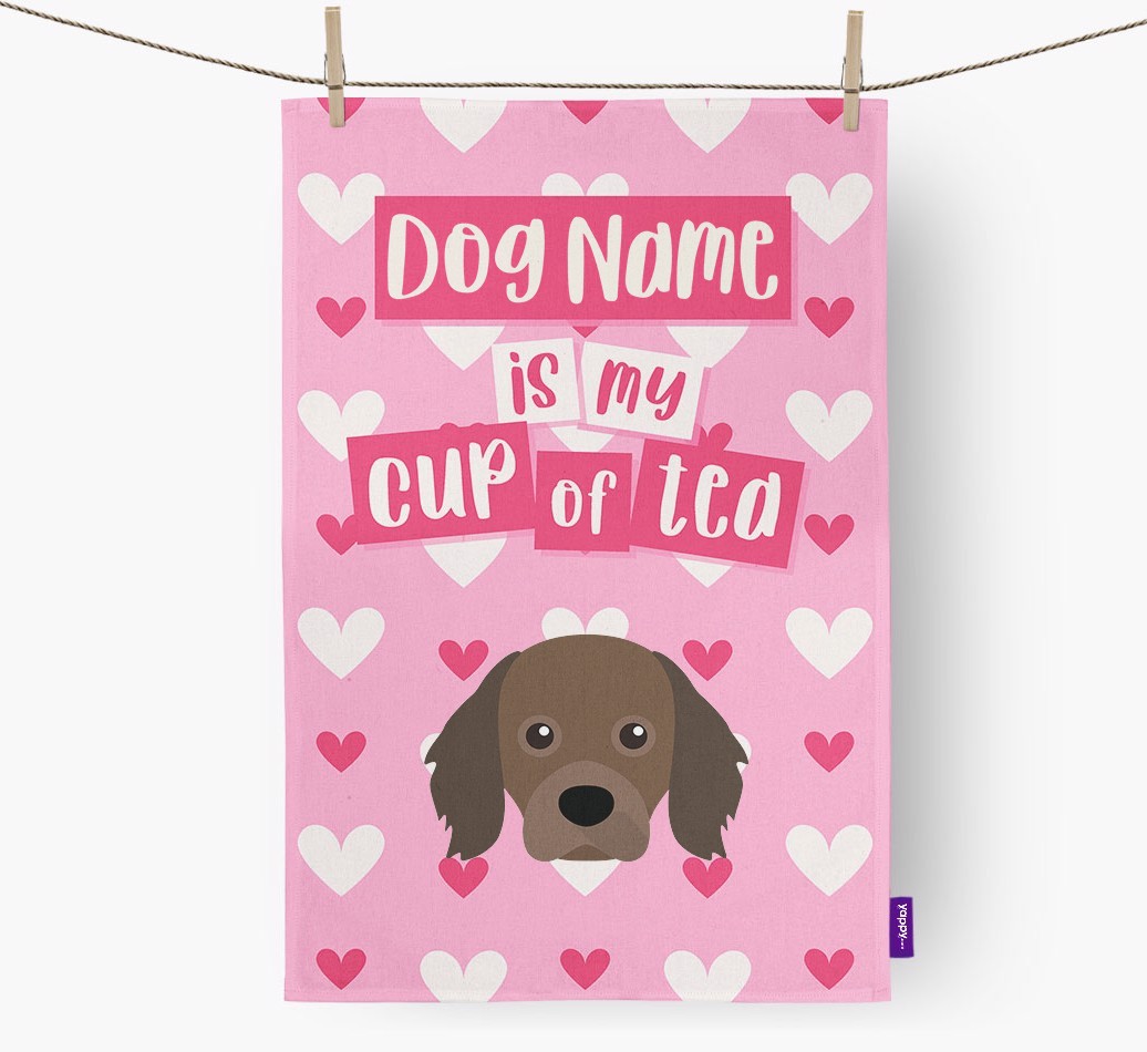 '{dogsName} is my cup of tea' Tea Towel with {breedFullName} Icon