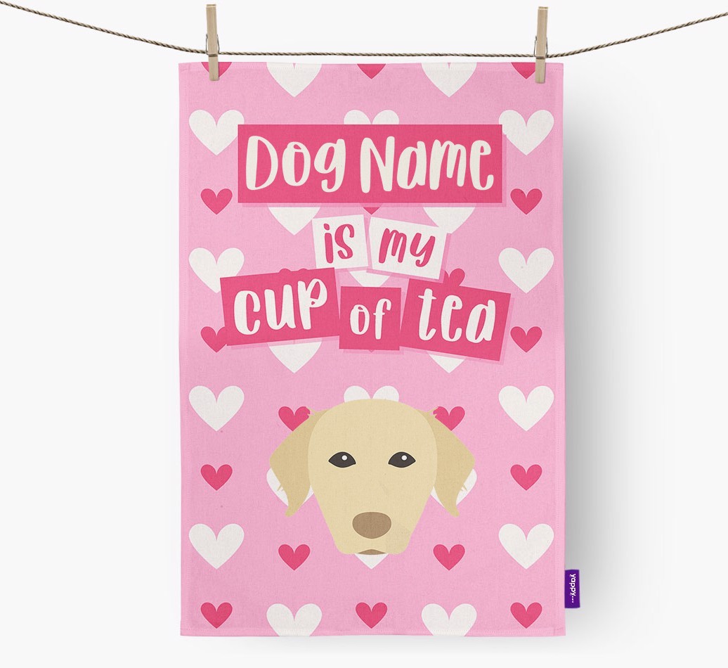 '{dogsName} is my cup of tea' Tea Towel with {breedFullName} Icon