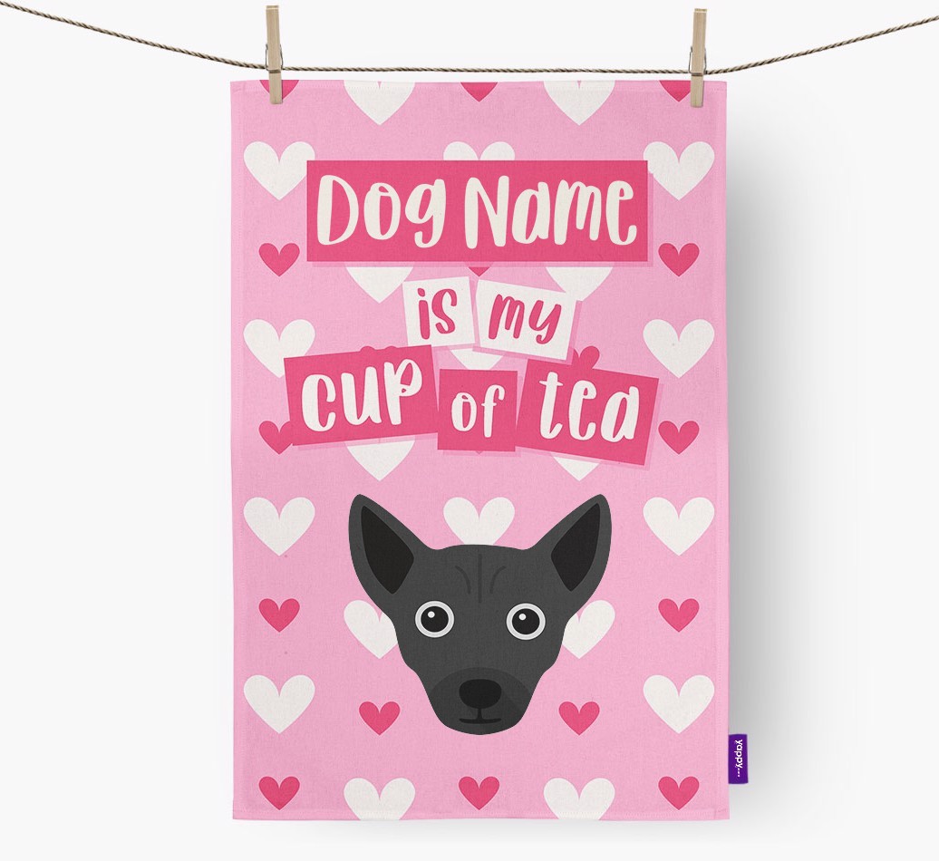 '{dogsName} is my cup of tea' Tea Towel with {breedFullName} Icon