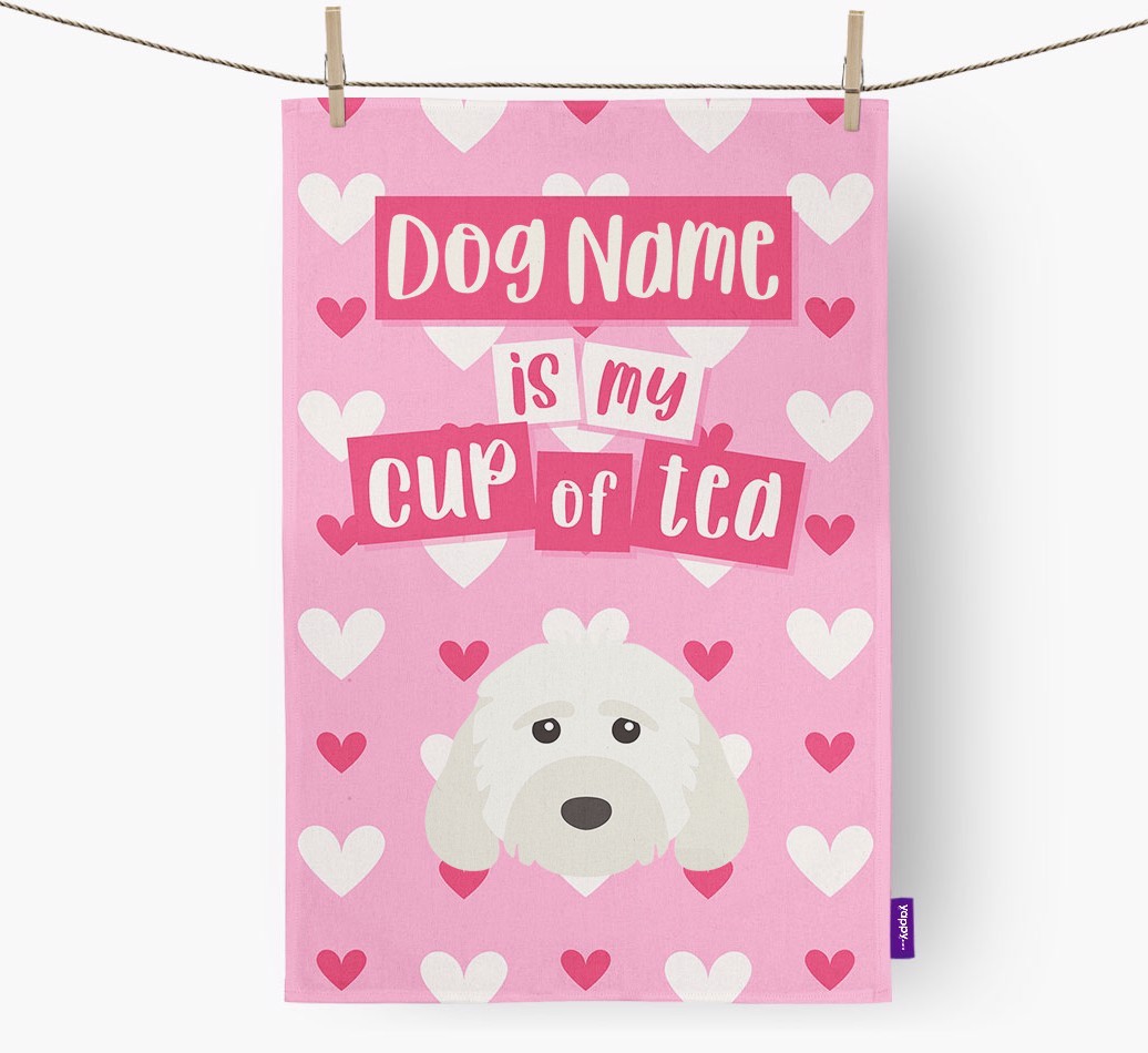 '{dogsName} is my cup of tea' Tea Towel with {breedFullName} Icon