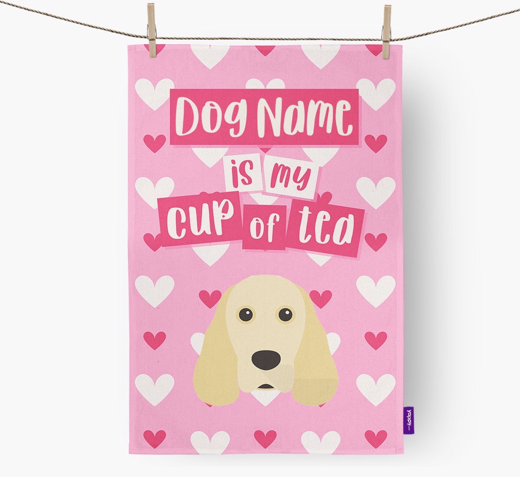 '{dogsName} is my cup of tea' Tea Towel with {breedFullName} Icon