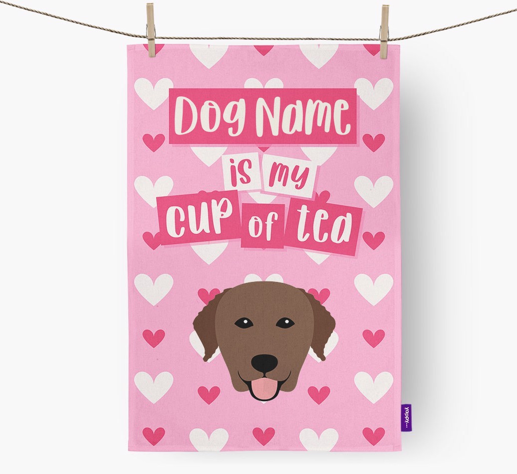 '{dogsName} is my cup of tea' Tea Towel with {breedFullName} Icon