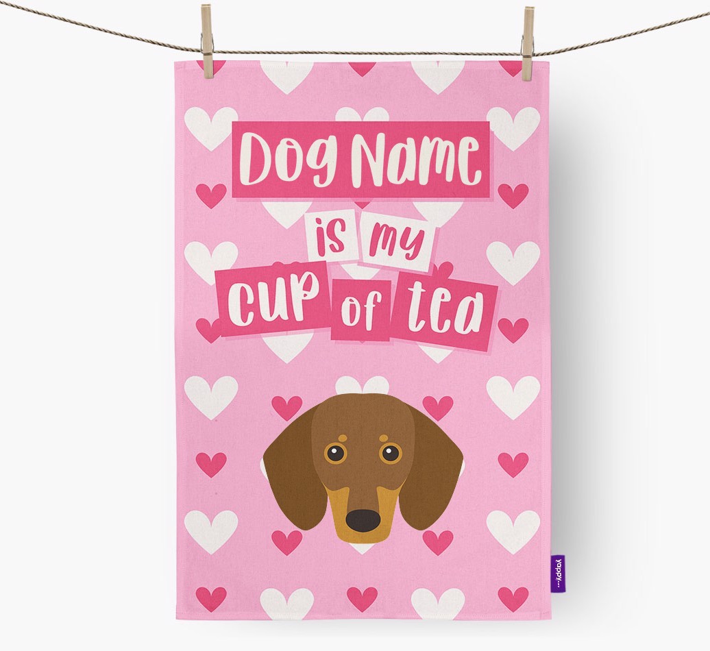 '{dogsName} is my cup of tea' Tea Towel with {breedFullName} Icon