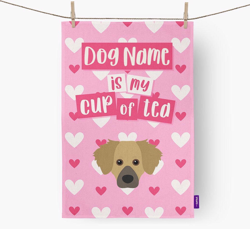 '{dogsName} is my cup of tea' Tea Towel with {breedFullName} Icon