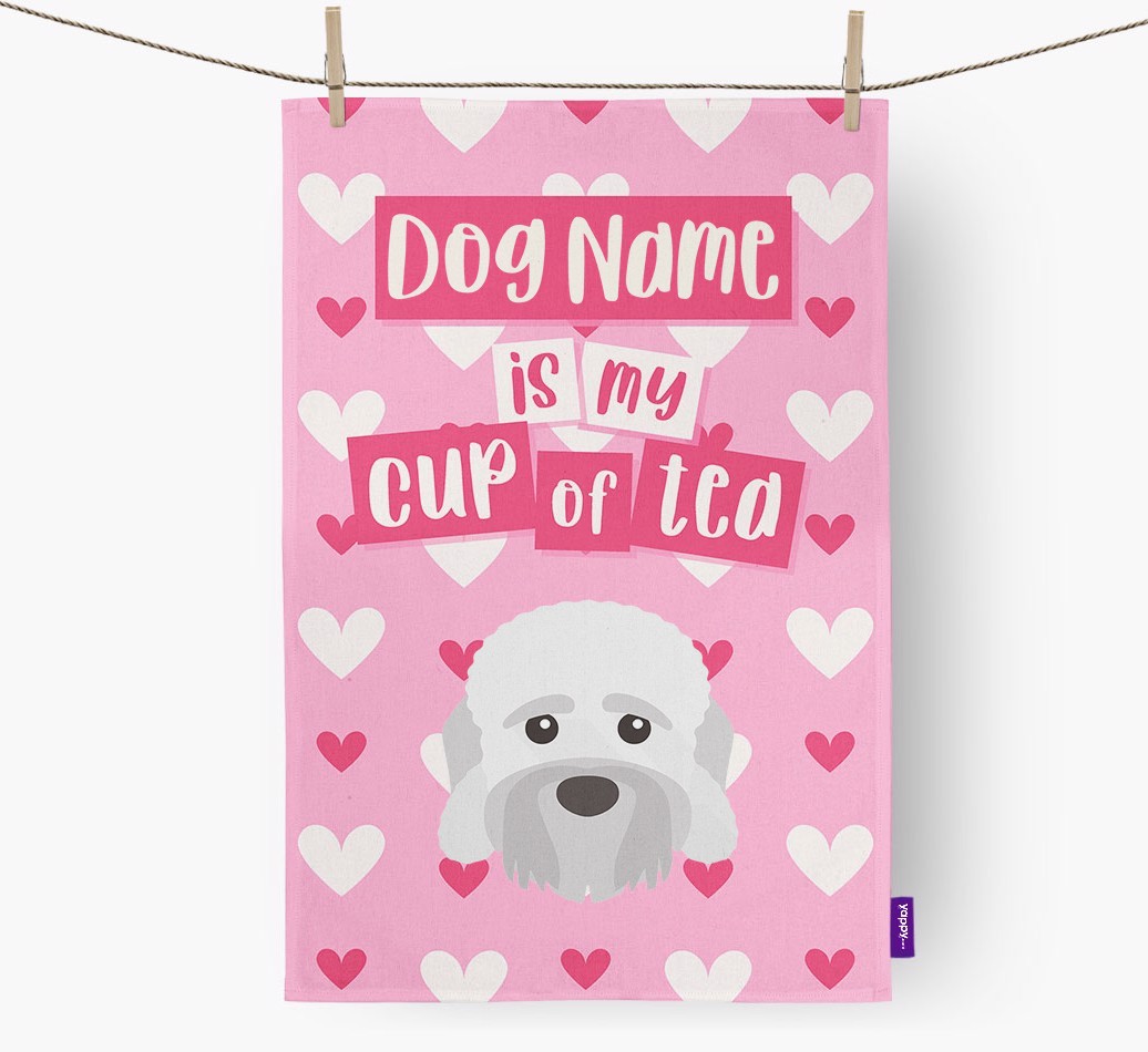 '{dogsName} is my cup of tea' Tea Towel with {breedFullName} Icon